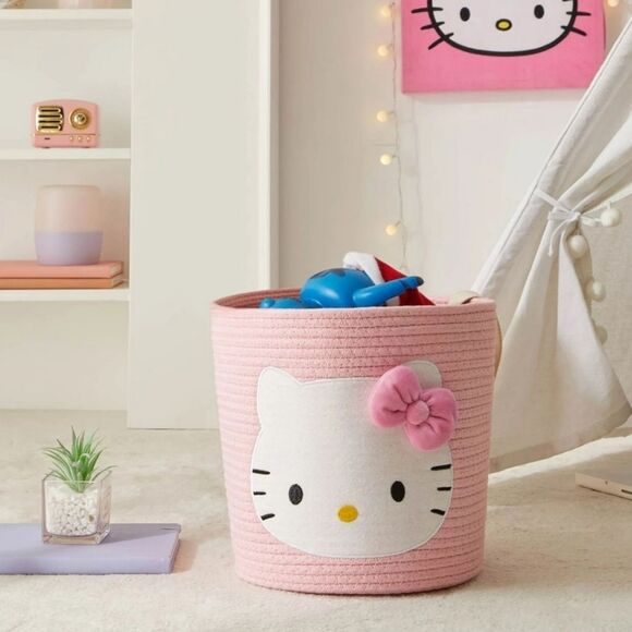 Hello Kitty Bow Rope Decorative Storage Bin- Pink - Picture 3 of 16